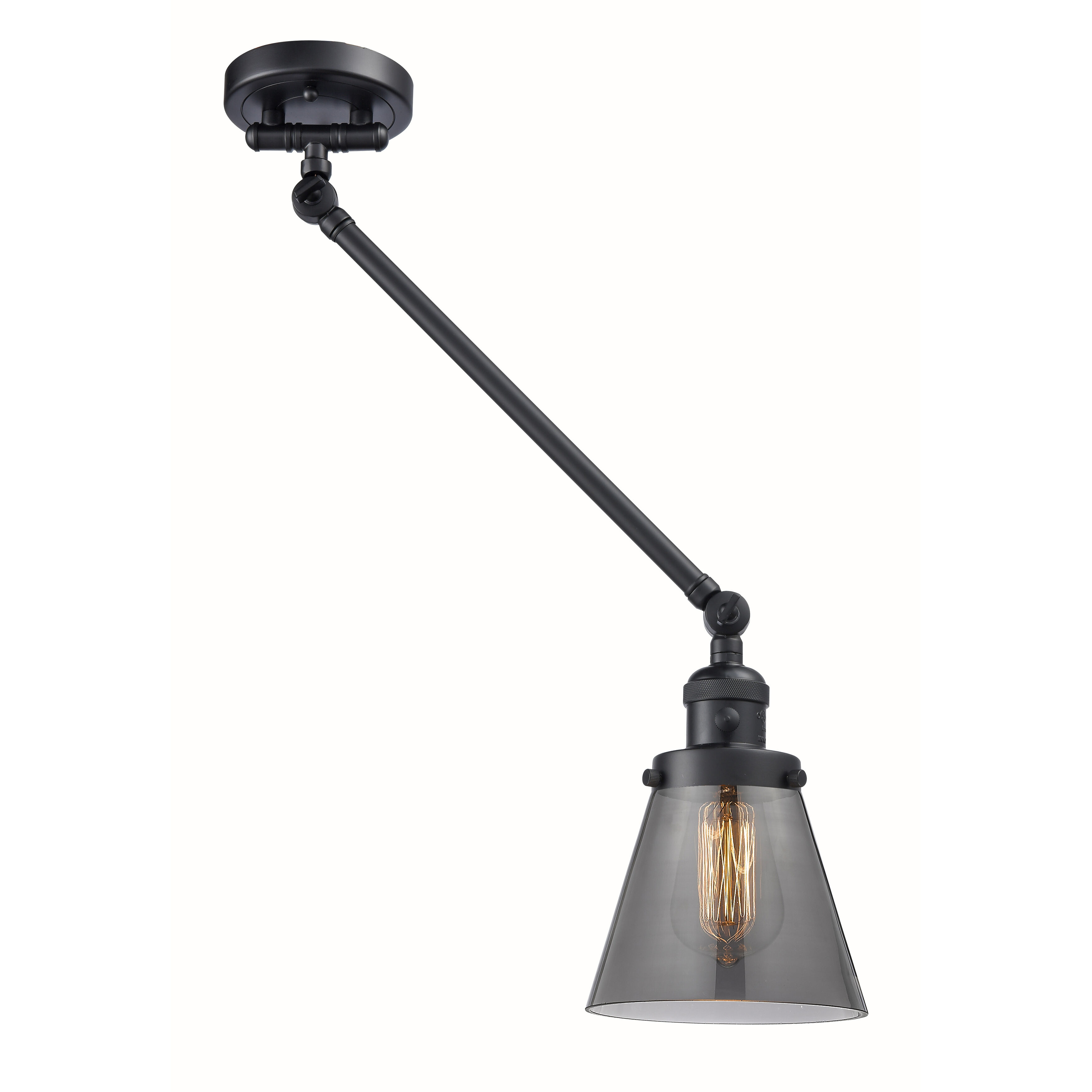 Small Cone 21 inch 60.00 watt Matte Black Swing Arm Wall Light, Franklin Restoration