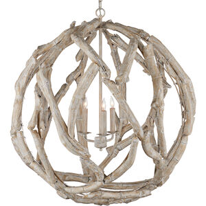 Driftwood 3 Light 29 inch Whitewashed Driftwood Orb Chandelier Ceiling Light