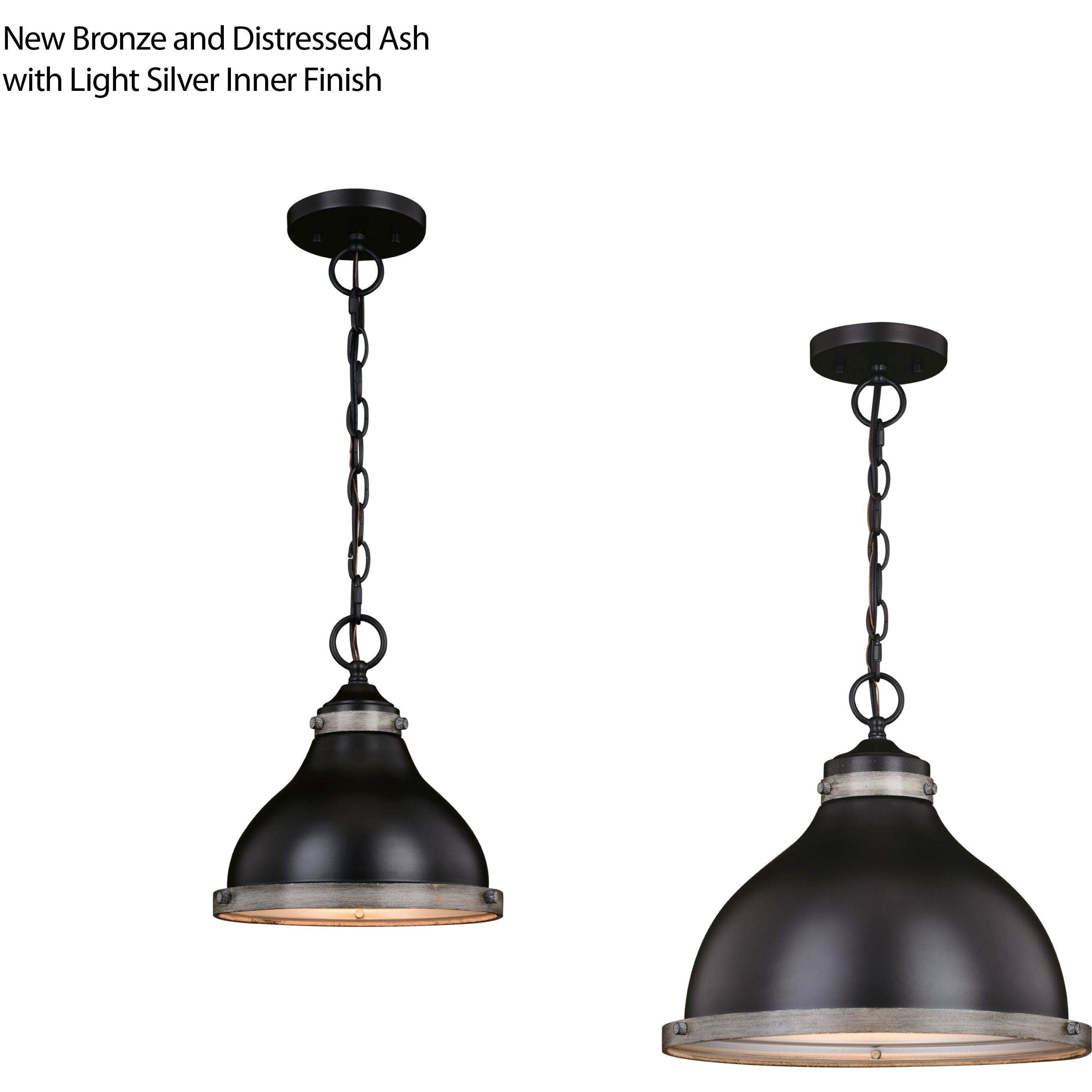 Sheffield LED 15 inch New Bronze and Distressed Ash with Light Silver Inner Pendant Ceiling Light