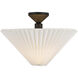 Alora Mood Bridgette 1 Light 16.38 inch Matte Black and Folded White Semi-Flush Mount Ceiling Light in Pleated Linen Shade