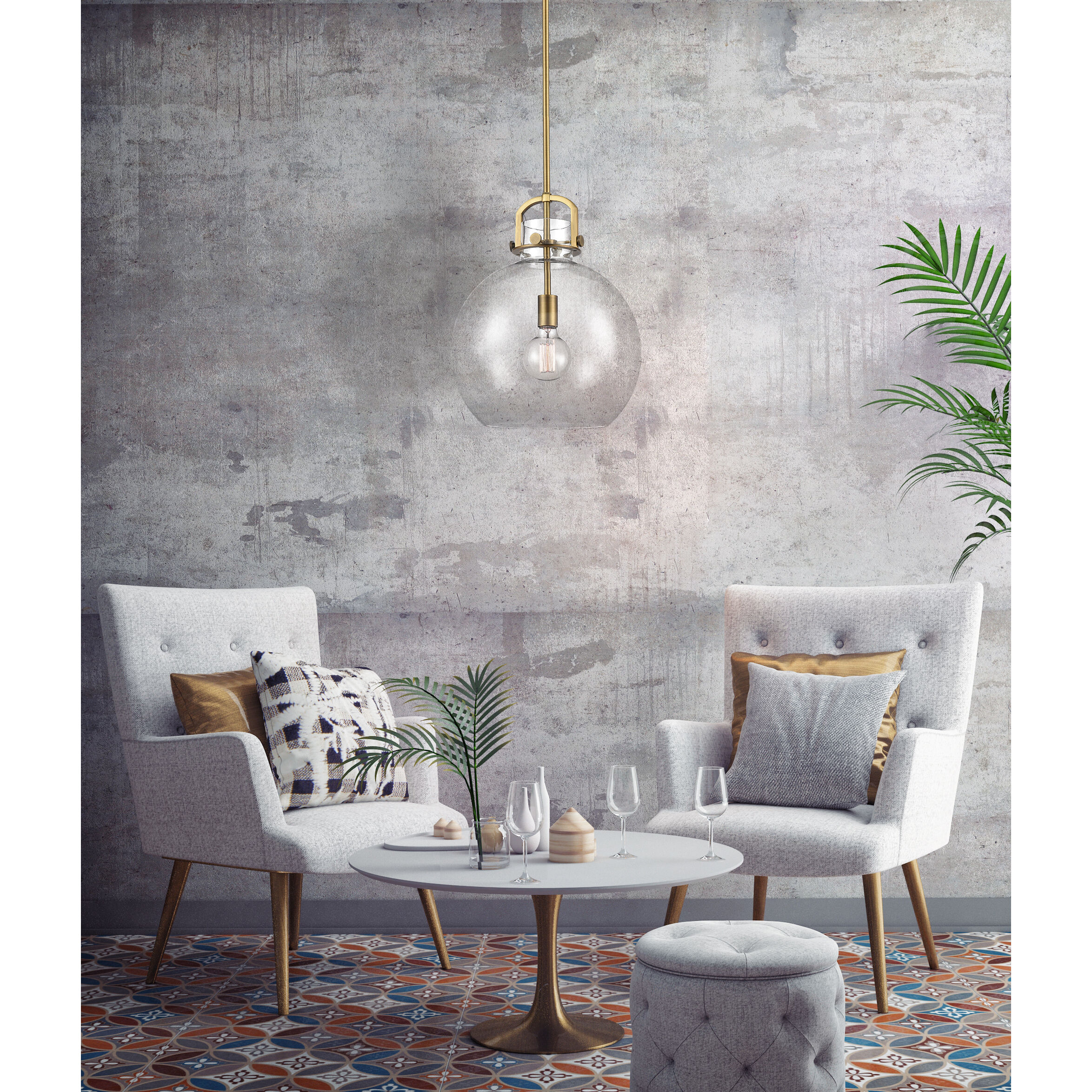 Restoration Newton 1 Light 14 inch Brushed Brass Mini Pendant Ceiling Light, Restoration