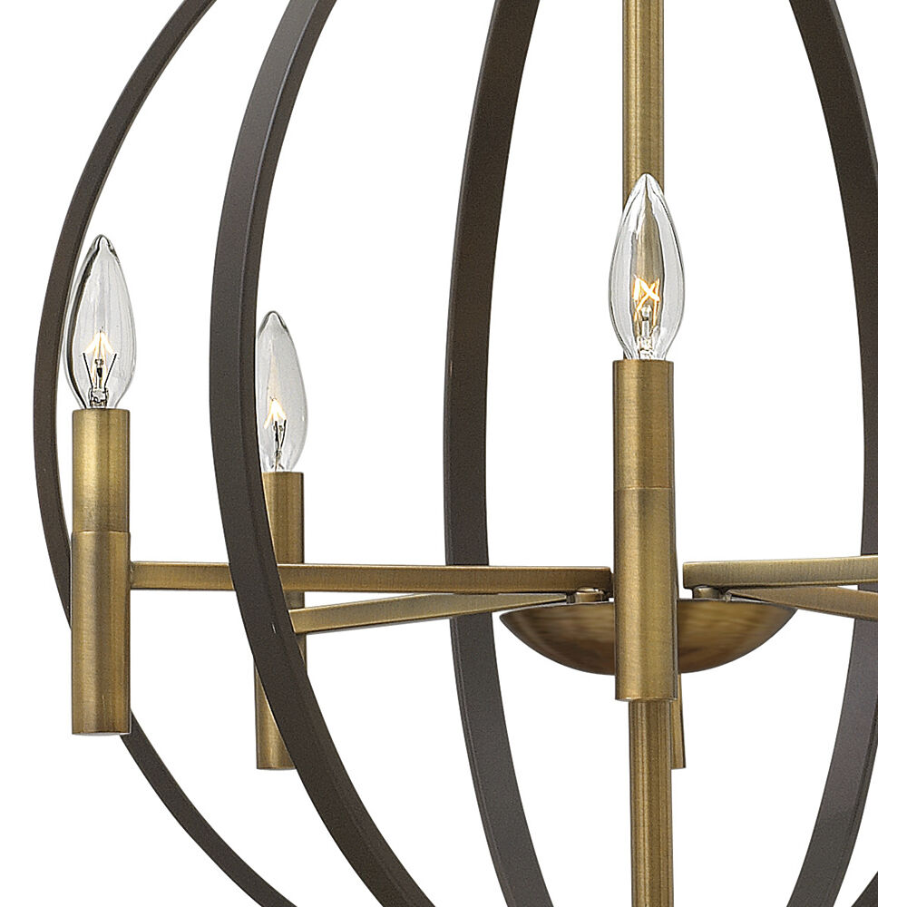 Euclid 6 Light 21.25 inch Spanish Bronze with Heirloom Brass Indoor Chandelier Ceiling Light