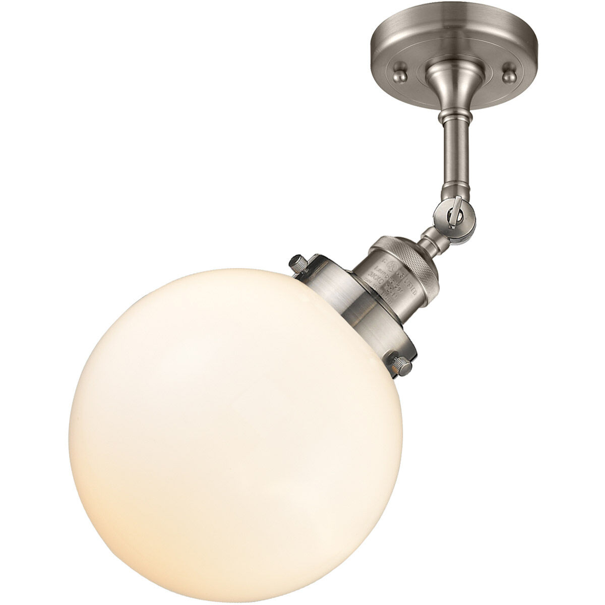 Franklin Restoration Large Beacon 1 Light 8 inch Brushed Satin Nickel Sconce Wall Light in Matte White Glass, Franklin Restoration