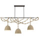 Cordon 3 Light 63.25 inch Dark Bronze and Natural Linear Chandelier Ceiling Light