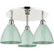 Ballston Dome 3 Light 19.25 inch Polished Nickel Flush Mount Ceiling Light in Seafoam