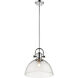 Yep Hines 1 Light 13.5 inch Chrome Pendant Ceiling Light in Seeded Glass, Large