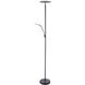 Iggy 72 inch 18 watt Black Torchiere with Reading Light Portable Light