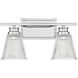 Transitional 2 Light 16 inch Chrome Bathroom Vanity Light Wall Light