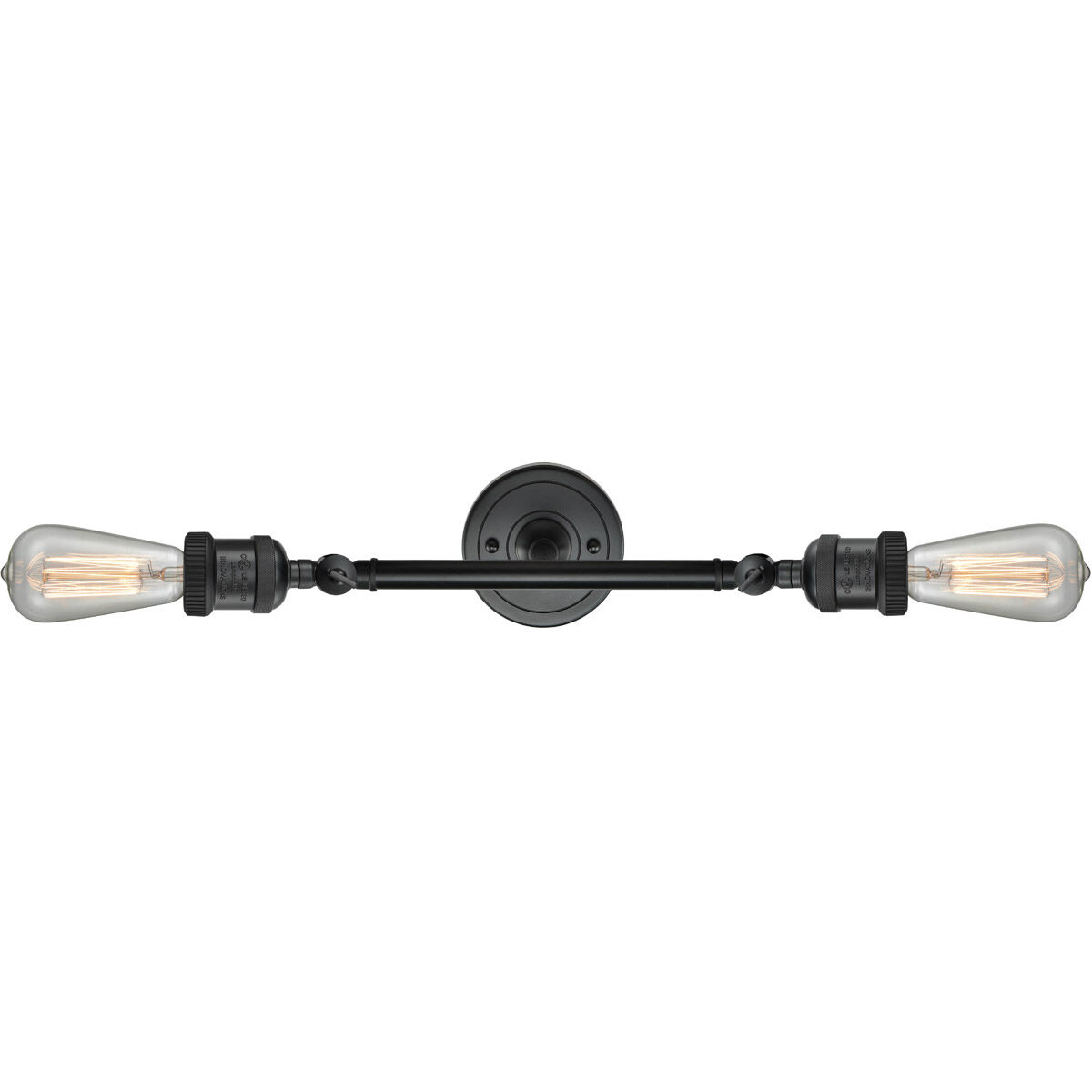 Franklin Restoration Bare Bulb 2 Light 11 inch Matte Black Bath Vanity Light Wall Light, Franklin Restoration