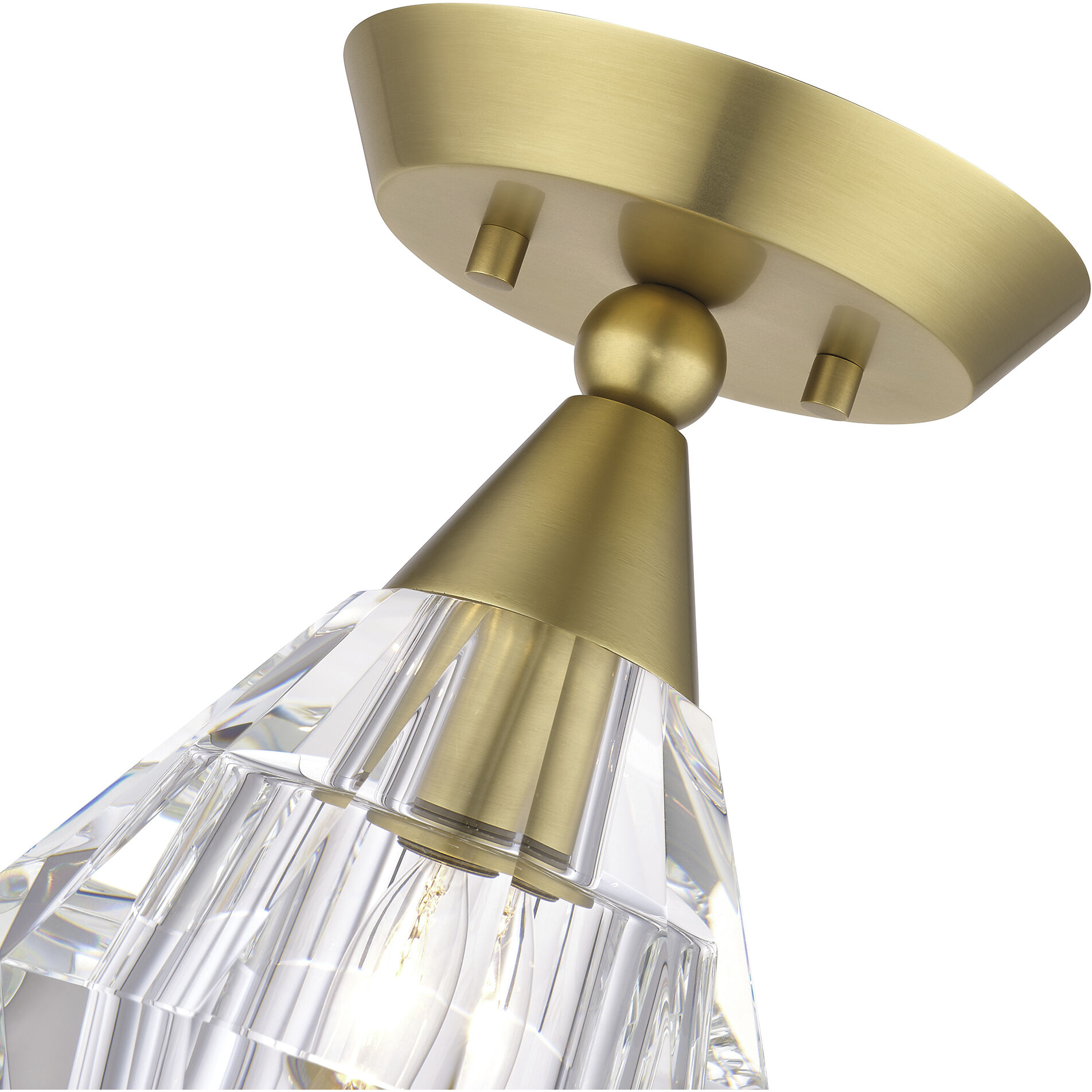 Brussels 1 Light 7 inch Natural Brass Crystal Semi-Flush Ceiling Light