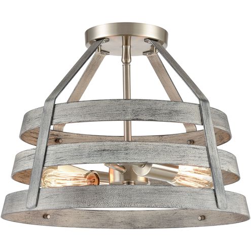 Brigantine 2 Light 15 inch Satin Nickel Semi Flush Mount Ceiling Light