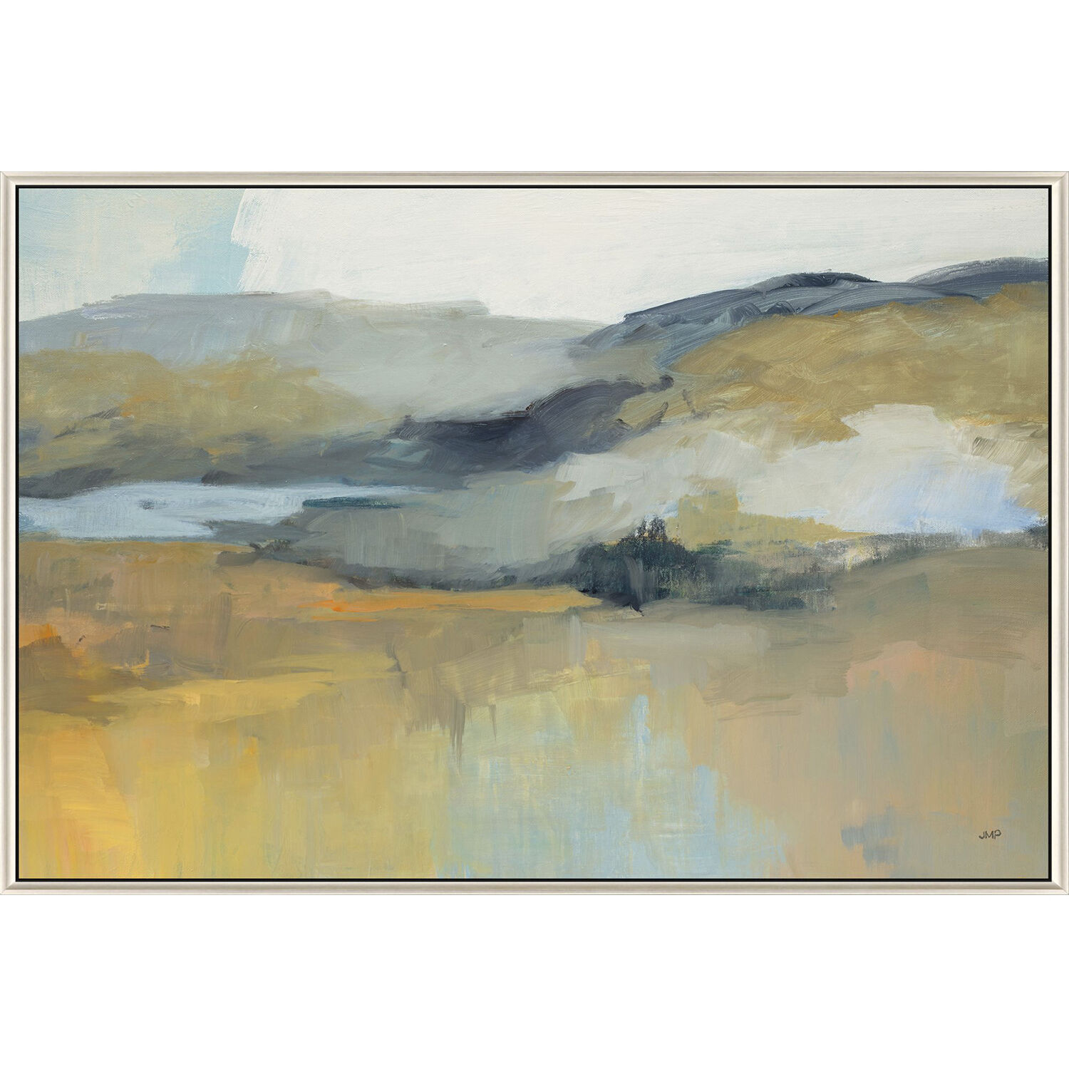 Folded Hills Blue and Orange and White and Yellow Canvas