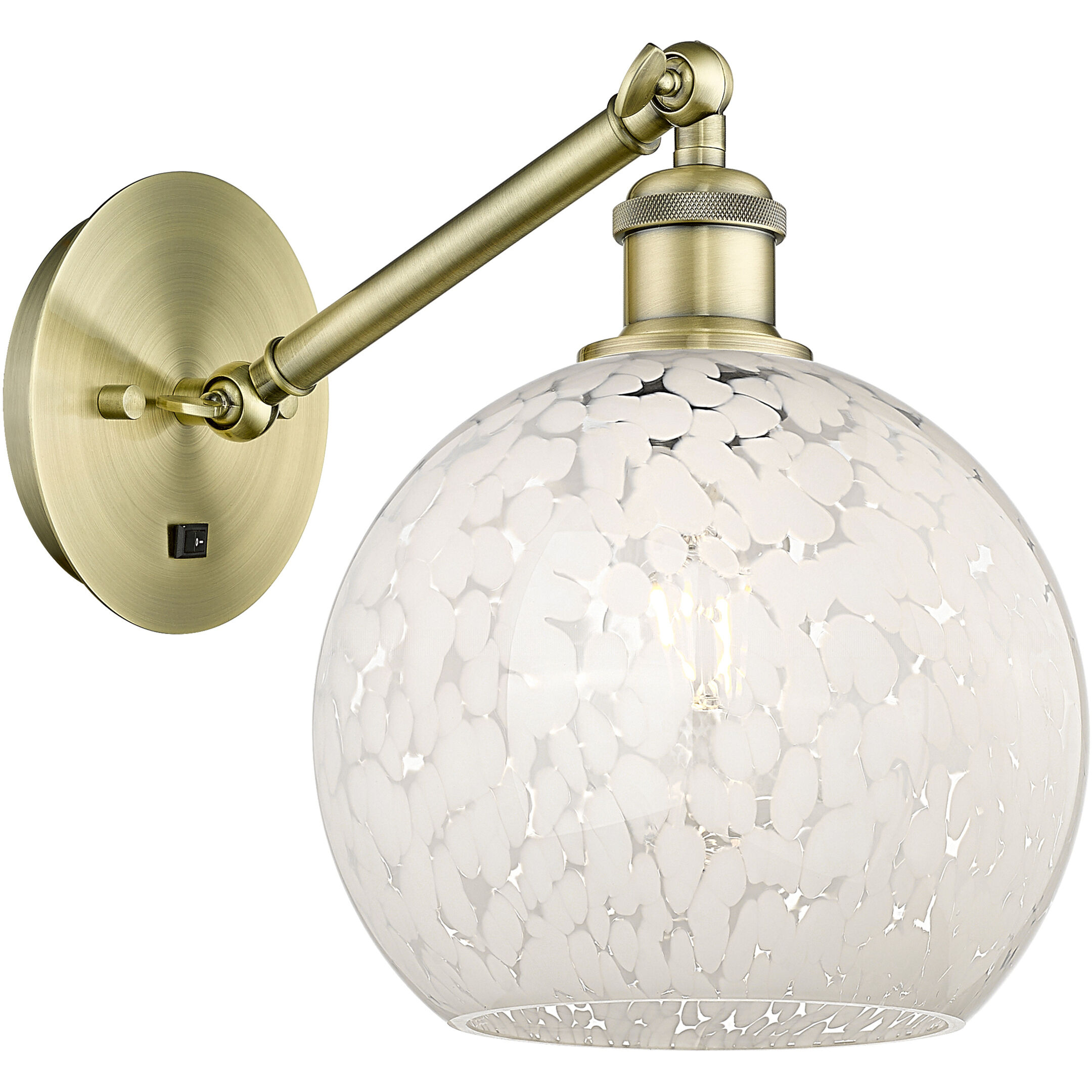 Ballston White Mouchette 1 Light 8 inch Antique Brass Sconce Wall Light