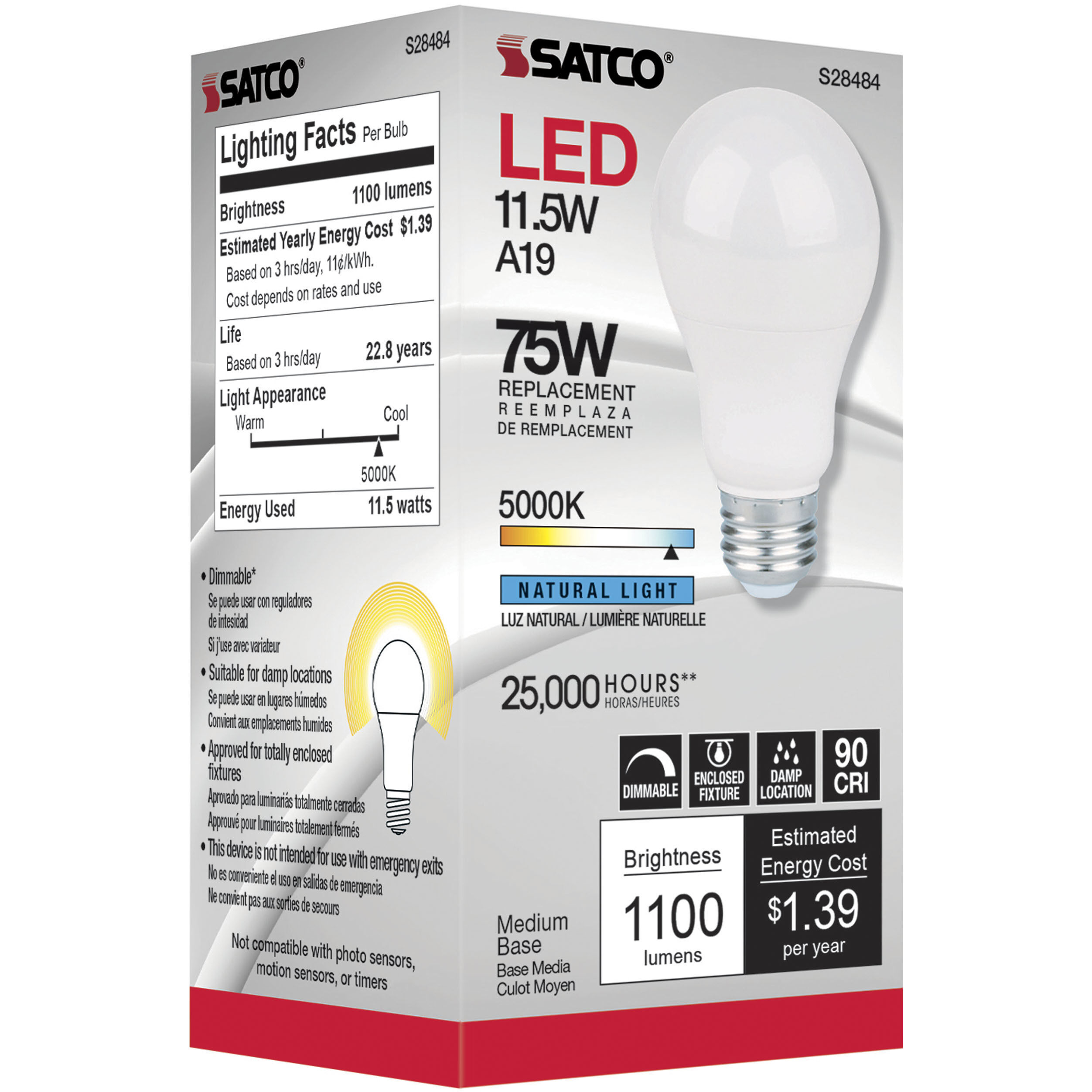 Lumos LED Medium 11.50 watt 120 5000K Light Bulb
