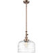 Franklin Restoration Bell LED 12 inch Antique Copper Mini Pendant Ceiling Light in Clear Deco Swirl