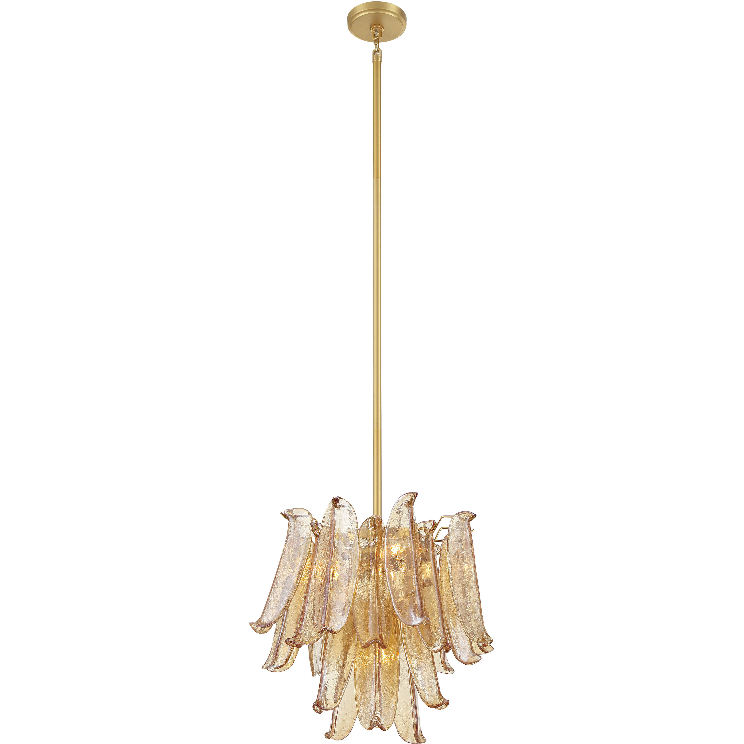 Regent 4 Light 17.75 inch Legacy Brass Chandelier Ceiling Light in Amber Crackled Glass
