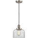 Franklin Restoration Bell LED 8 inch Brushed Satin Nickel Mini Pendant Ceiling Light in Clear