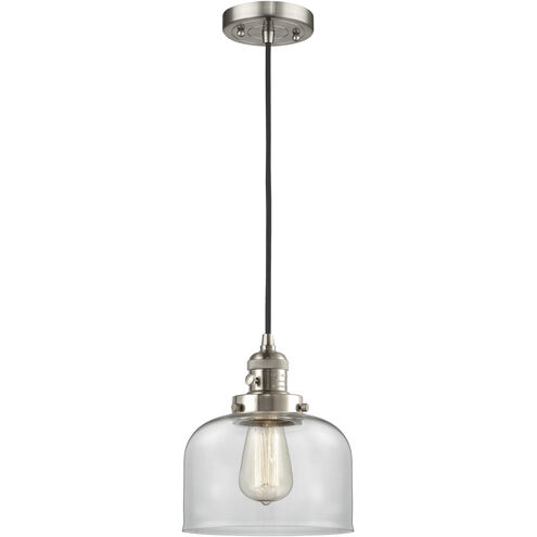 Franklin Restoration Bell LED 8 inch Brushed Satin Nickel Mini Pendant Ceiling Light in Clear
