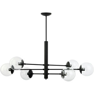 Mid-Century 6 Light 48 inch Black Linear Pendant Ceiling Light