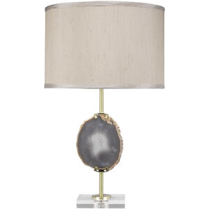 Agate 25.5 inch 100.00 watt Natural Lavendar Agate & Antique Brass Table Lamp Portable Light