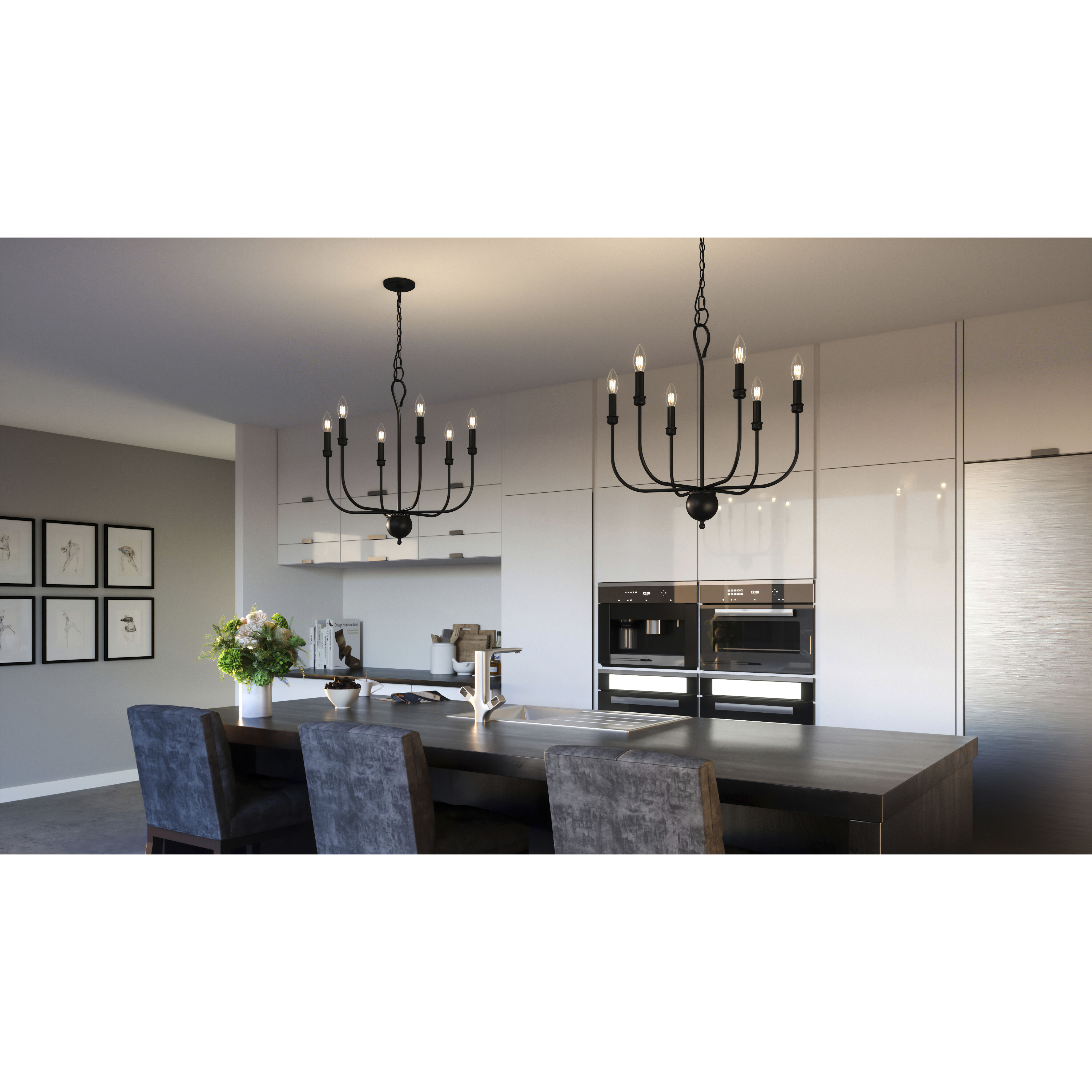 Blanche 6 Light 22 inch Matte Black Chandelier Ceiling Light