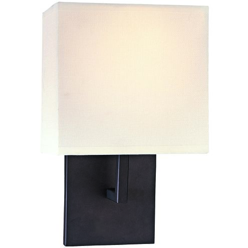 GK LED 8 inch Bronze ADA Wall Sconce Wall Light in Off White Fabric