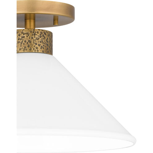 Ira 1 Light 14 inch Weathered Brass Semi-Flush Mount Ceiling Light