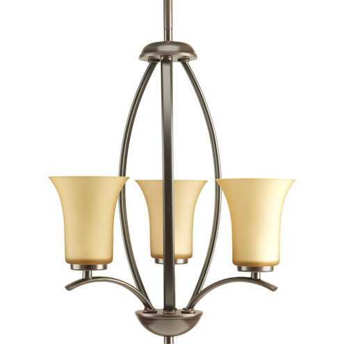 Joy 3 Light 15 inch Antique Bronze Hall & Foyer Ceiling Light in Etched Light Umber