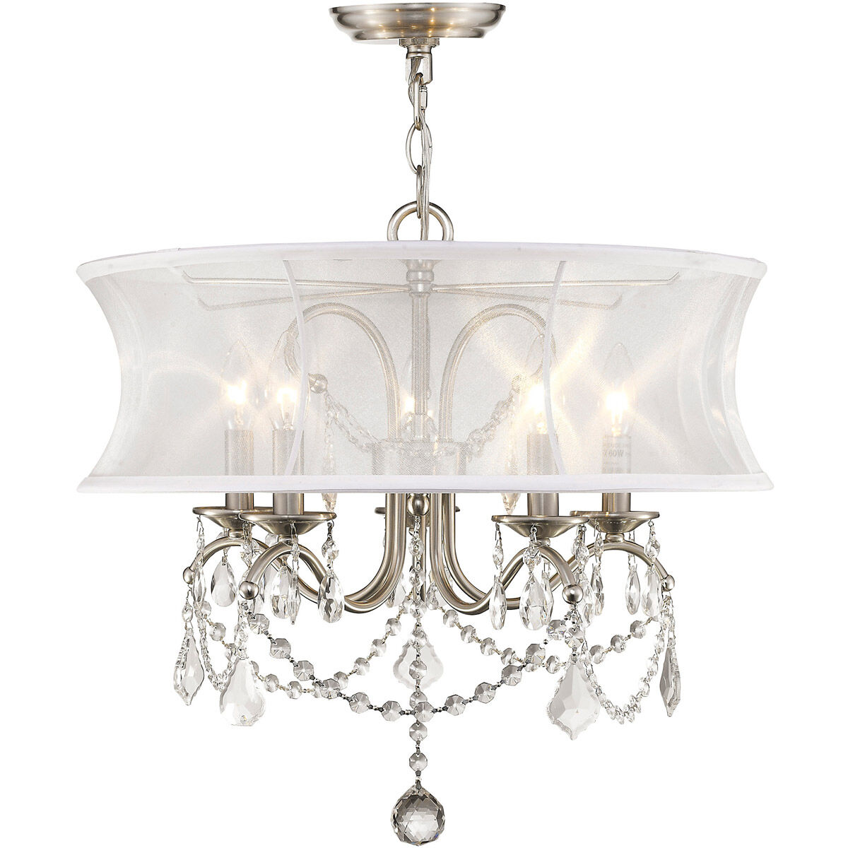 Newcastle 5 Light 20 inch Brushed Nickel Chandelier Ceiling Light
