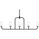 Mack 5 Light 46 inch Matte Black Linear Chandelier Ceiling Light