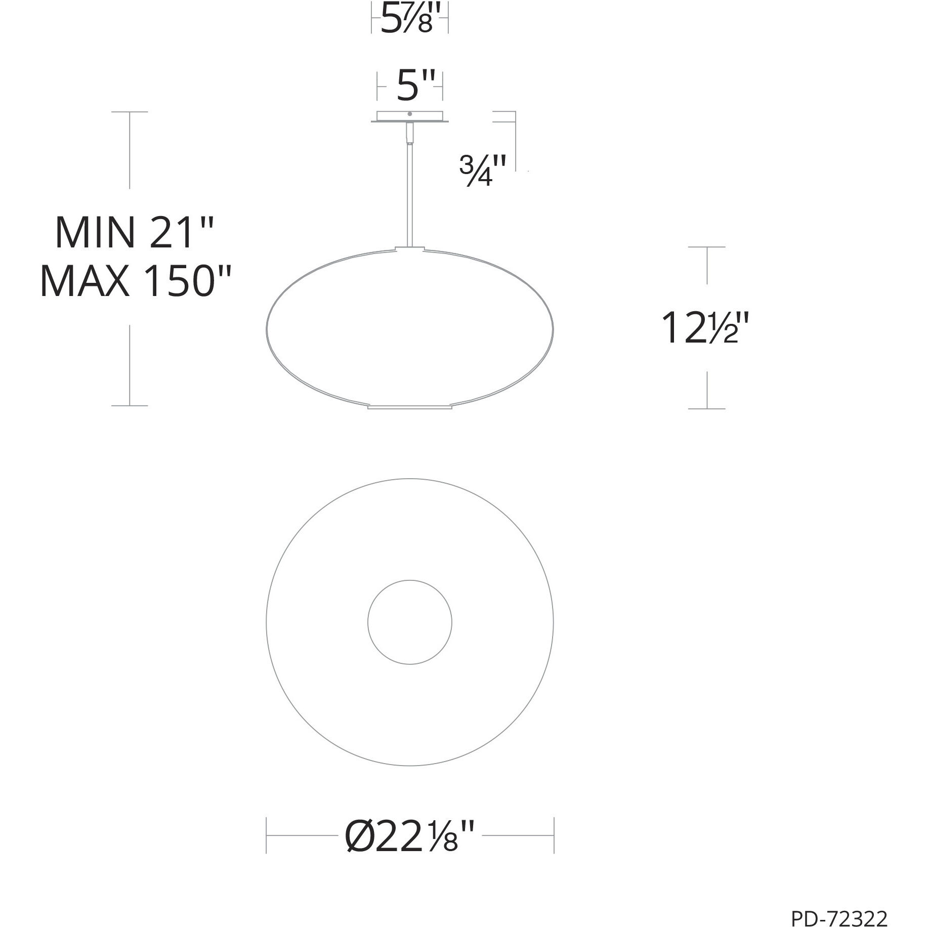 Illusion 1 Light 22.13 inch Black Pendant Ceiling Light in 2700K