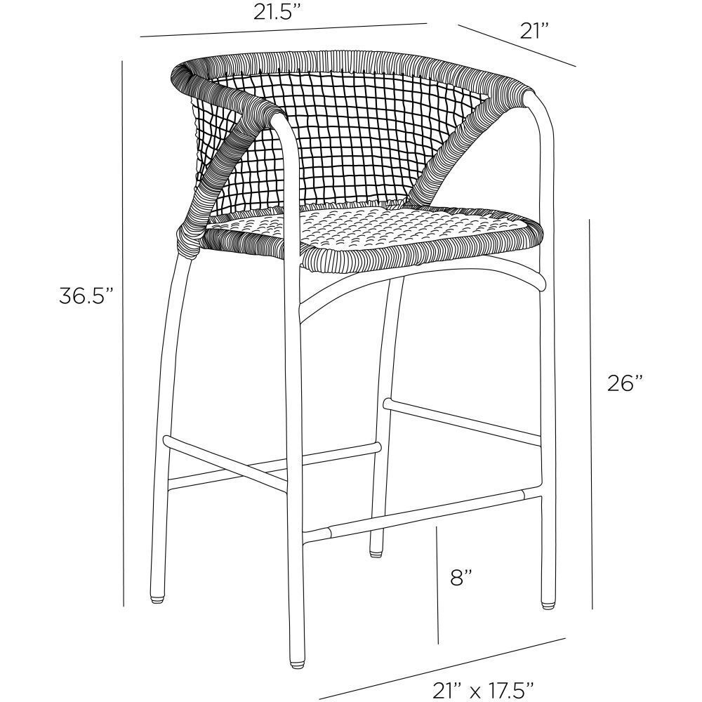 Enzo 36.5 inch Buff and Blackened Bronze Outdoor Counter Stool