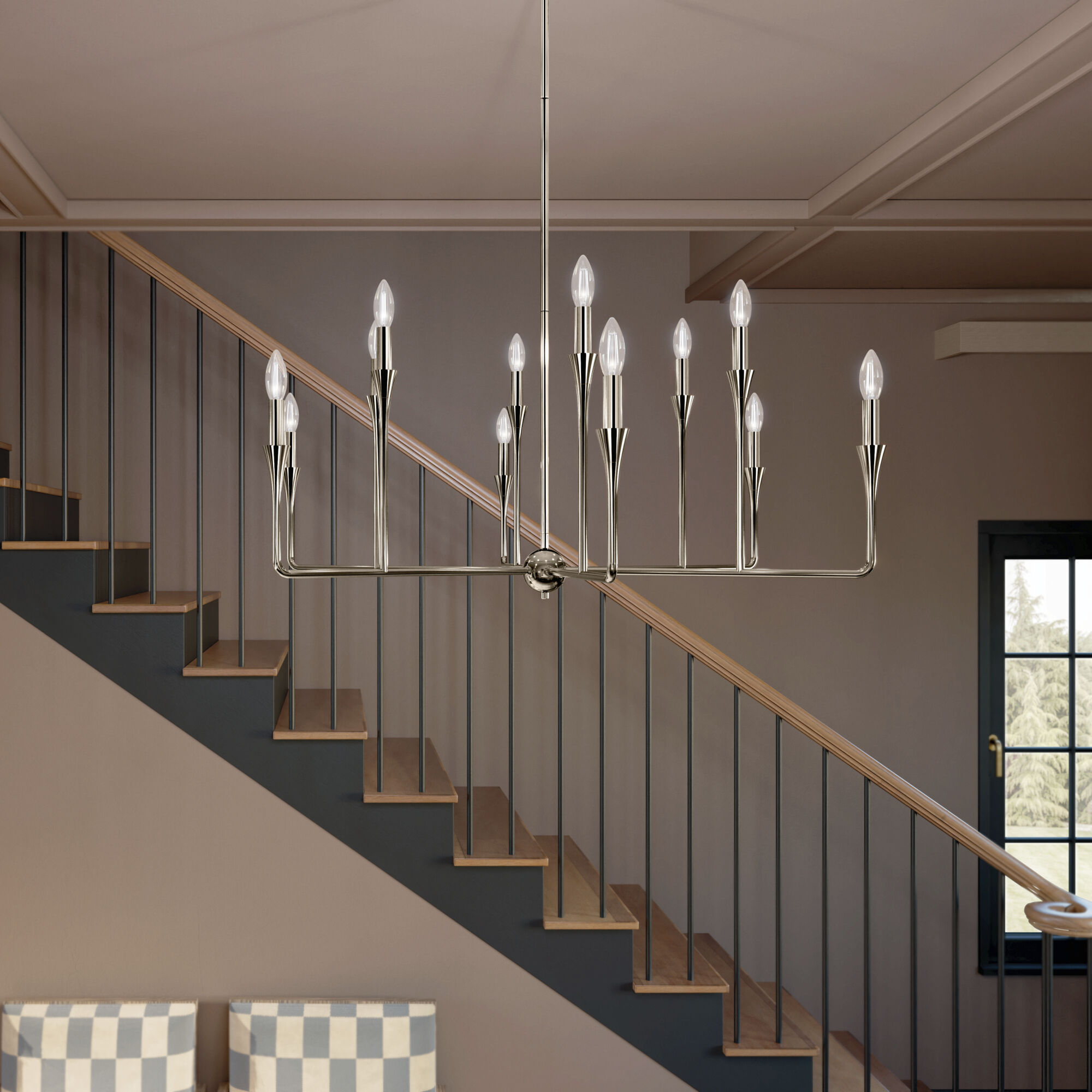 Alvaro 12 Light Polished Nickel Chandelier Multi Tier Ceiling Light, Multi Tier