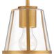 Fulton Bath Vanity Light Wall Light in Antique Gold, Clear