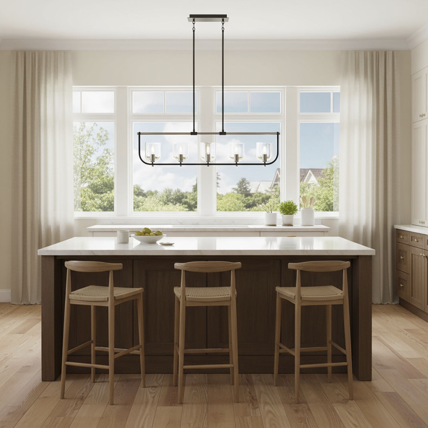 Cheshire 5 Light 40 inch Black and Nickel Island Light Ceiling Light in Black and Brushed Nickel