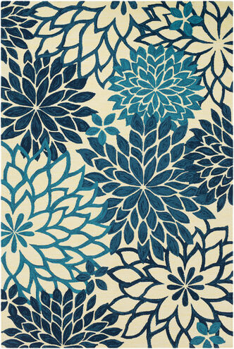 Rain 120 X 96 inch Dark Blue Outdoor Rug in 8 x 10, Rectangle