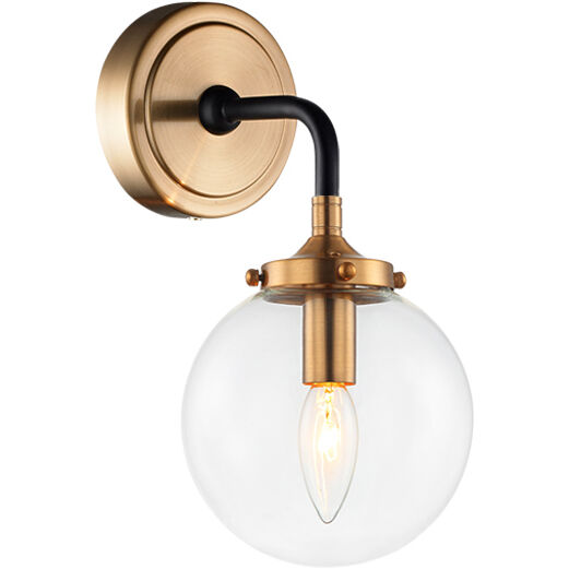 Particles Wall Sconce Wall Light in Aged Gold Brass and Clear