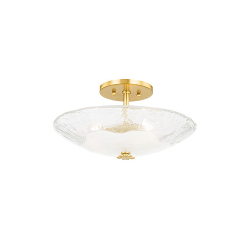 Lago 3 Light 16.25 inch Aged Brass Flush Mount Ceiling Light