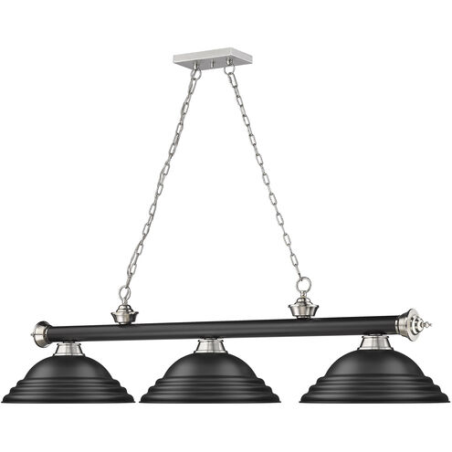Cordon 3 Light 58 inch Matte Black and Brushed Nickel Billiard Ceiling Light in Matte Black Steel