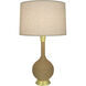 Hatteras 30 inch 150.00 watt Natural Rope with Modern Brass Table Lamp Portable Light in Heather Linen