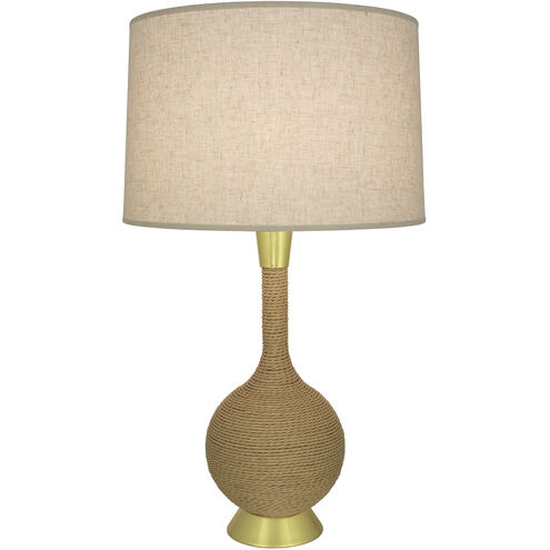 Hatteras 30 inch 150.00 watt Natural Rope with Modern Brass Table Lamp Portable Light in Heather Linen