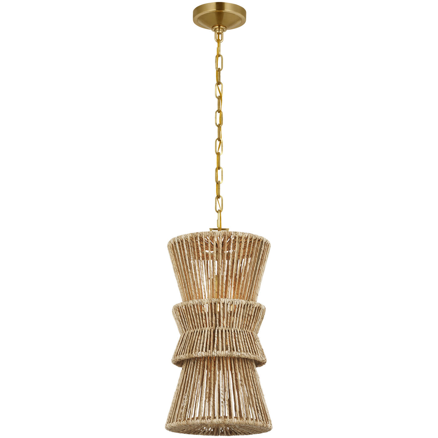 Chapman & Myers Antigua LED 11 inch Antique-Burnished Brass and Natural Abaca Pendant Ceiling Light