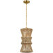 Chapman & Myers Antigua LED 11 inch Antique-Burnished Brass and Natural Abaca Pendant Ceiling Light