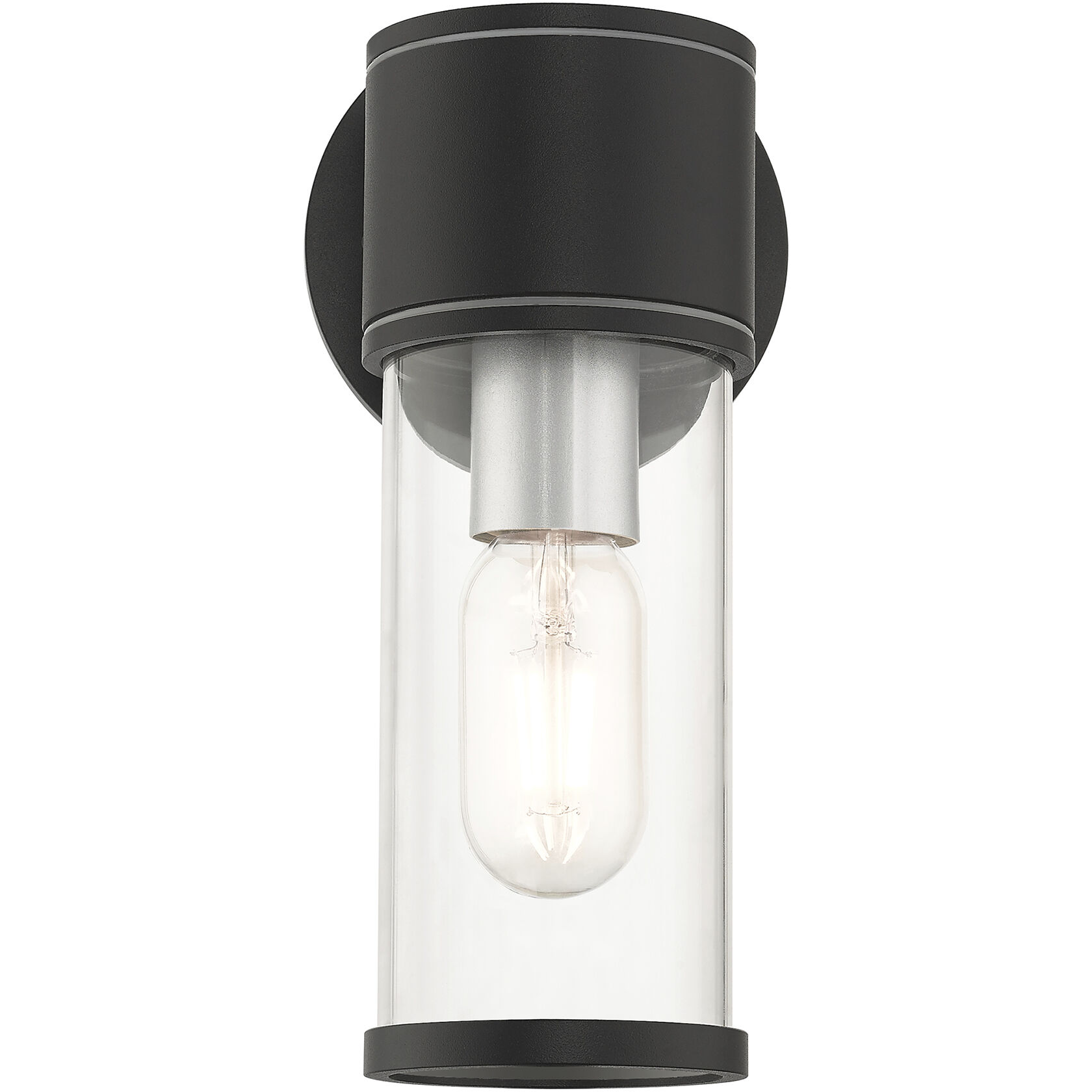 Atlantic 1 Light 4.5 inch Textured Black with Antique Silver Finish Accents ADA Outdoor Small ADA Wall Lantern Wall Light