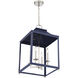 Contemporary 4 Light 15.25 inch Navy Blue with Polished Nickel Pendant Ceiling Light