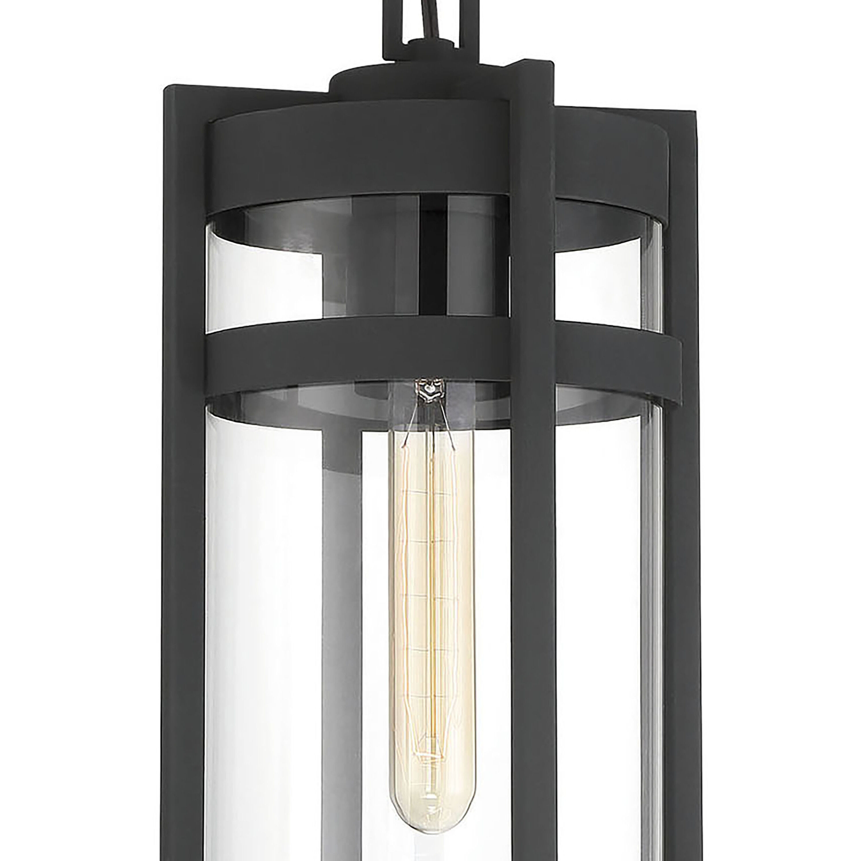 Tofino 1 Light 7 inch Textured Black and Clear Seeded Outdoor Hanging Lantern