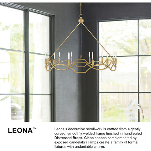 Leona 12 Light 45 inch Distressed Brass Chandelier Ceiling Light