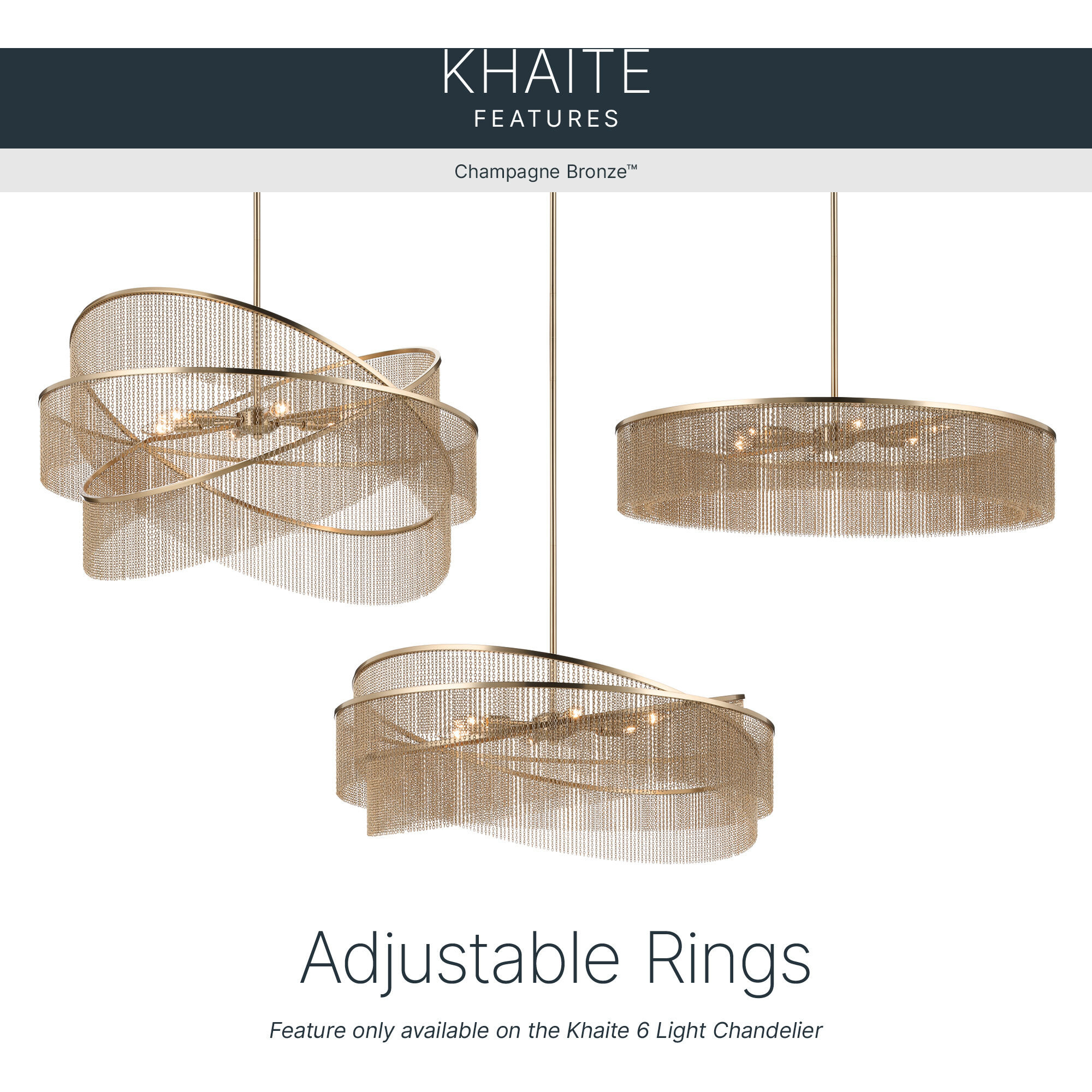 Khaite 6 Light Champagne Bronze Chandelier Ceiling Light