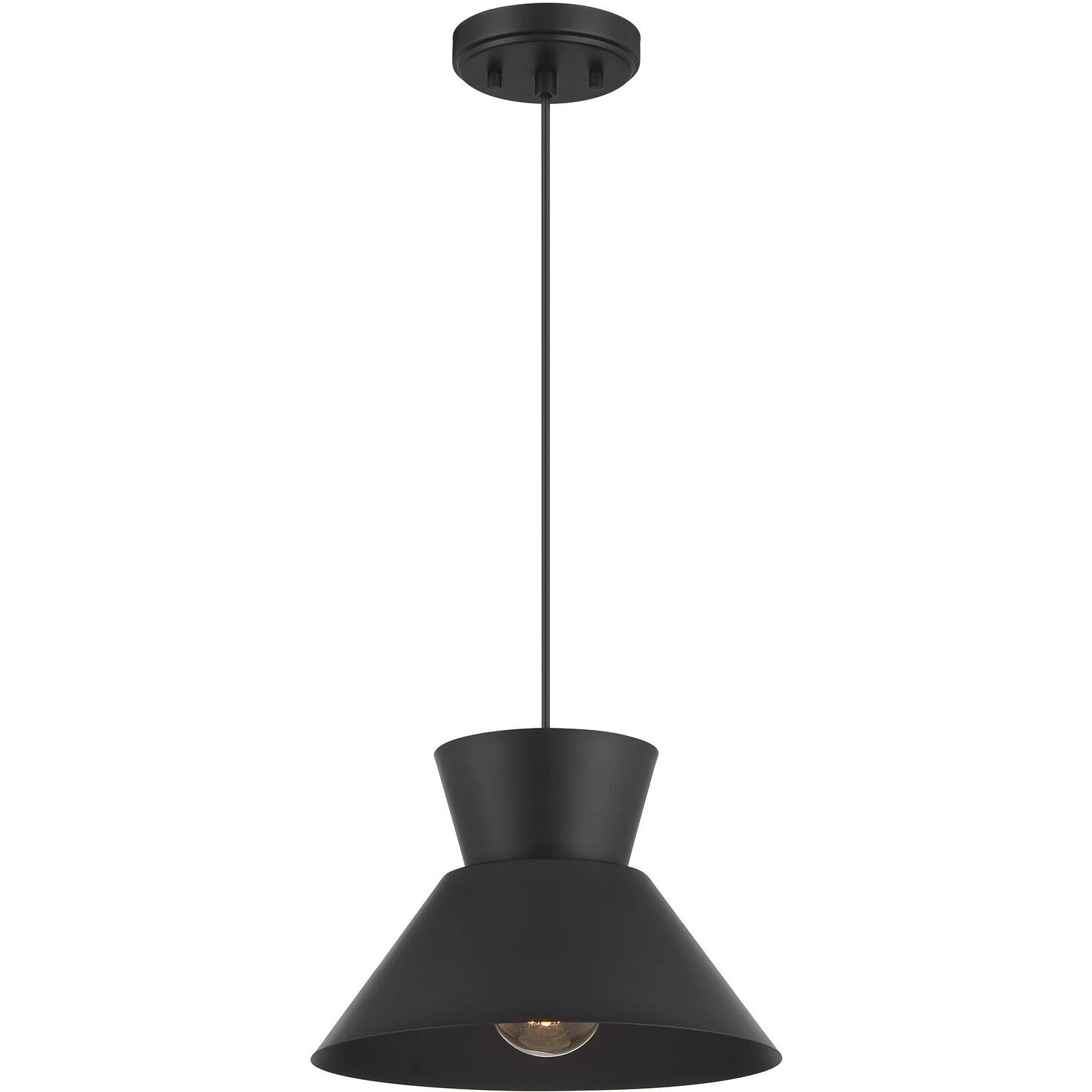 Mid-Century Modern 1 Light 12 inch Matte Black Pendant Ceiling Light