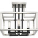 Quadra 4 Light 12 inch Brushed Nickel and Black Semi Flush Mount Ceiling Light in 5.61